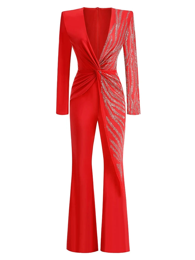 Elegant Diamond Wide-Leg Jumpsuit
