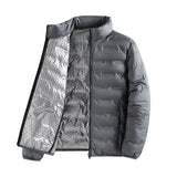 Graphene Self-heating Down Jacket Men Solid Windproof Pleated Down Jackets Stand Collar Classical Warm Winter Jackets Male 2