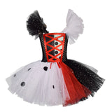 2025 Classic Girl Cosplay Clown Pure White + Black Princess Puffed Skirt Halloween Easter Festival Party Dress+ Accessories Set 3