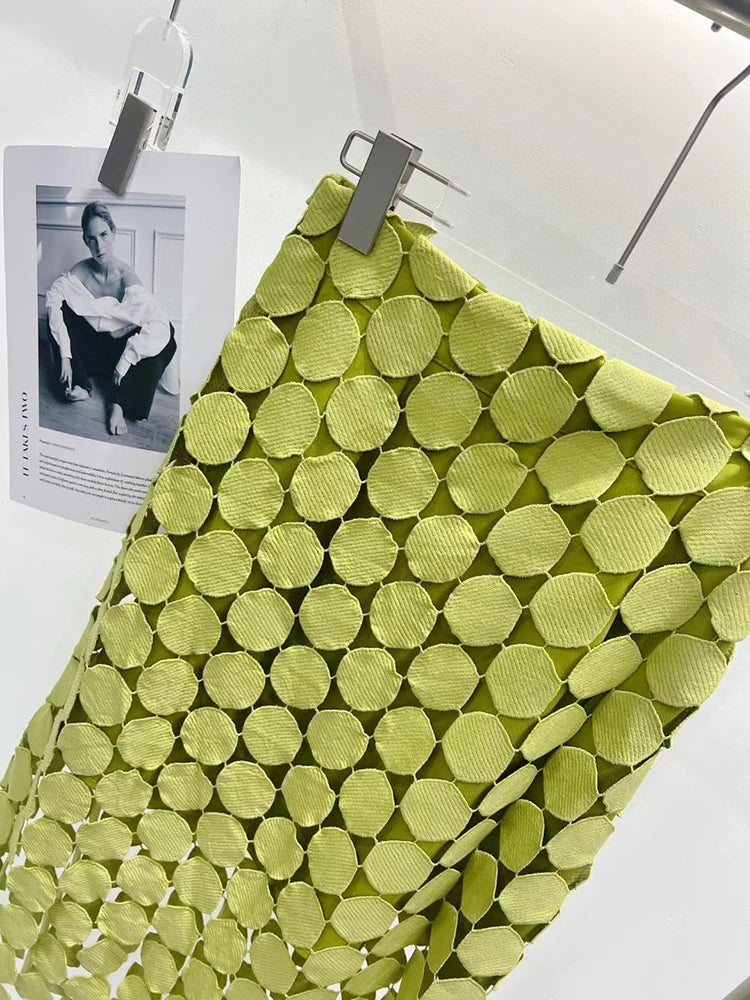 TWOTWINSTYLE Cut Out Skirt For Women High Waist Patchwork Tassel Irregular Hem Solid Midi Skirts Female Summer Clothing Style 5