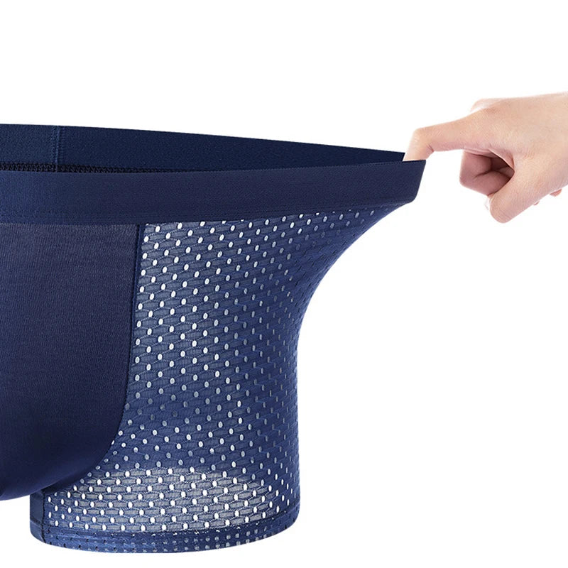 4pcs Men's Underwear Ice Silk Mesh Men Boxershorts Plus Size Panties Solid Sexy Men Boxer Summer Breathable Intimate Underpants 5