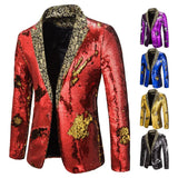 Men's Suit Shiny two-tone sequin shawl Collar suit Men's Wedding Groom Singer Dance Sequin Suit Jacket DJ Club Stage 3