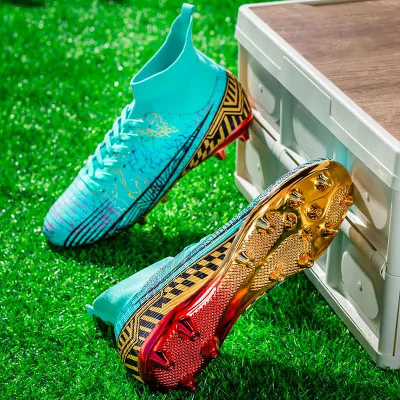 Men's Soccer Shoes High-Top Football Cleats, Outdoor Breathable Athletic Professional Spikes Youth Boys Football Shoes Unisex 5