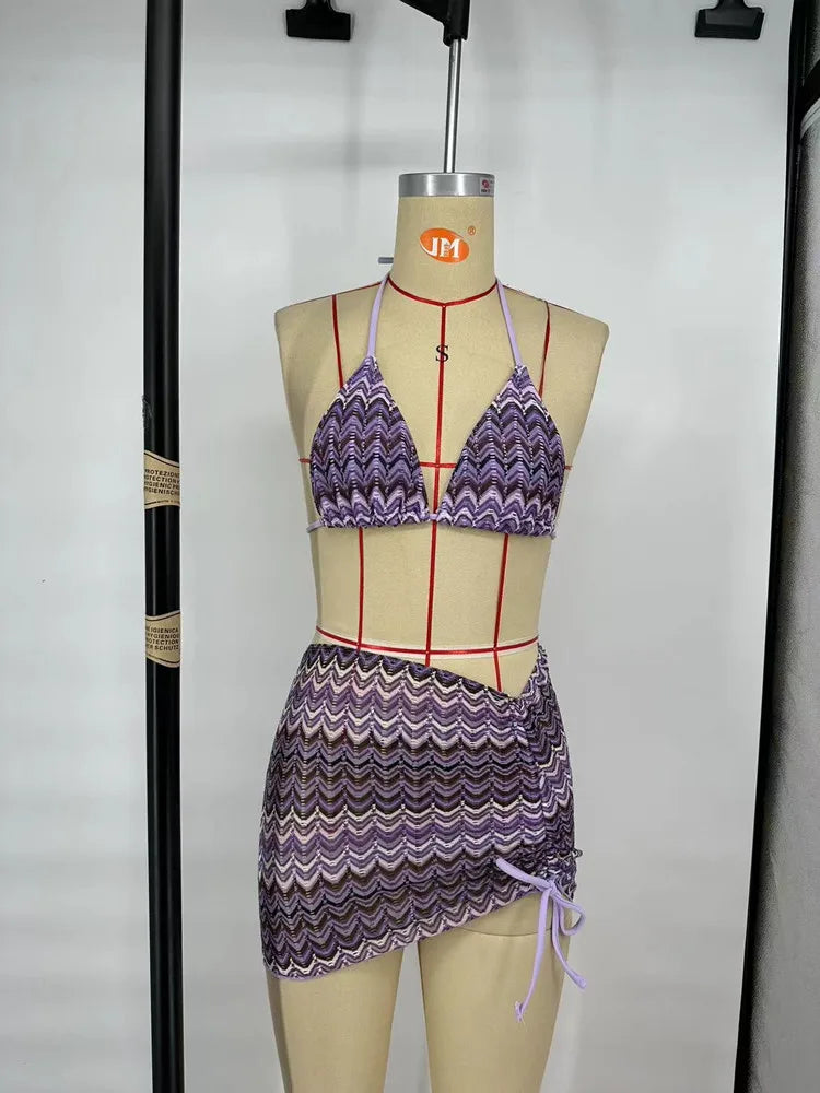 Women’s Maple Leaf Three-Piece Swimsuit Set
