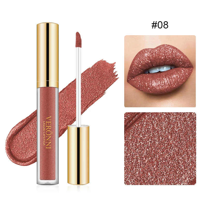 15-Color Radiant Glitter Liquid Lipstick