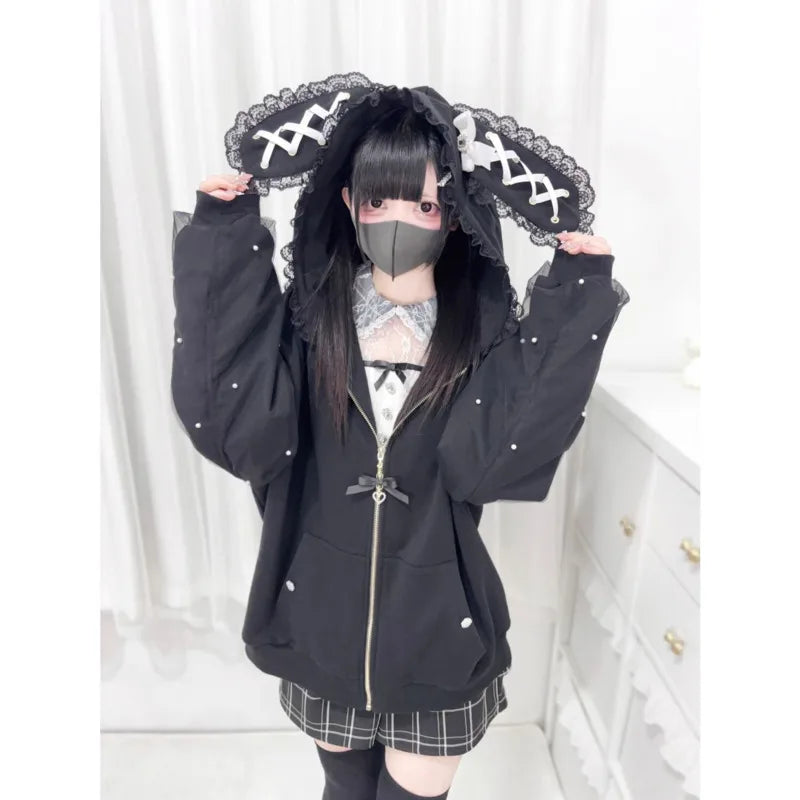 Kawaii Rabbit Ear Y2K Bunny Hoodie