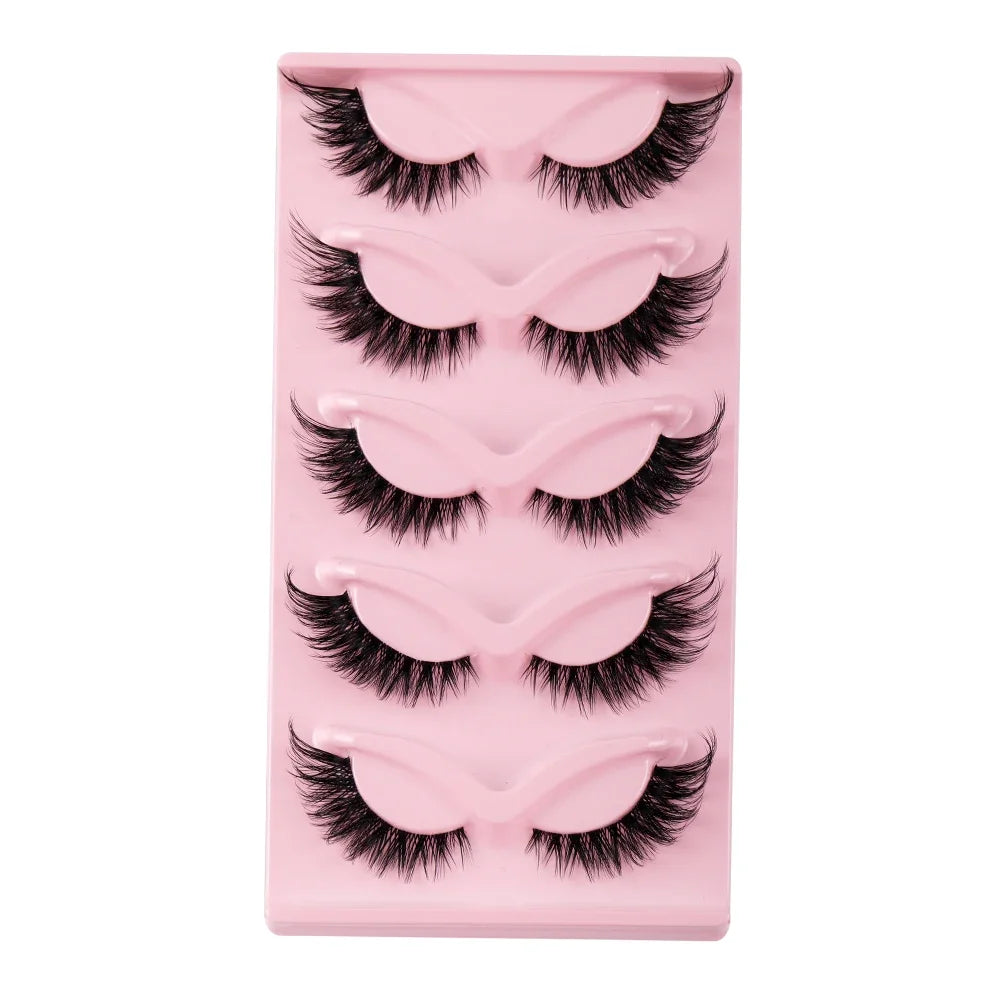 5 Pairs Cat Eye Lashes Faux Mink Eyelashes Natural long Manga Lashes Winged End Eye Elongated Eyelashes Fake Lashes Makeup 6