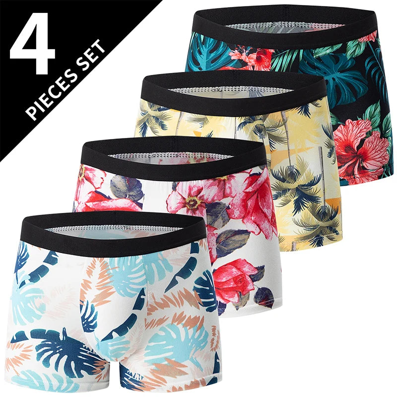 4-Pack-European-and-American-Size-MEN-S-FASHION-Printed-Boxer-Underwear-Comfortable-Swimming-Trunks-Oversized