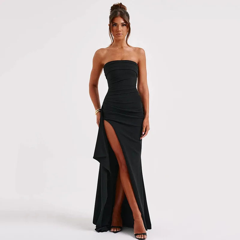 Black-Off-shoulder-Strapless-Backless-High-Split-Maxi-Dress-For-Women-Sleeveless-Bodycon-Club-Party-Evening