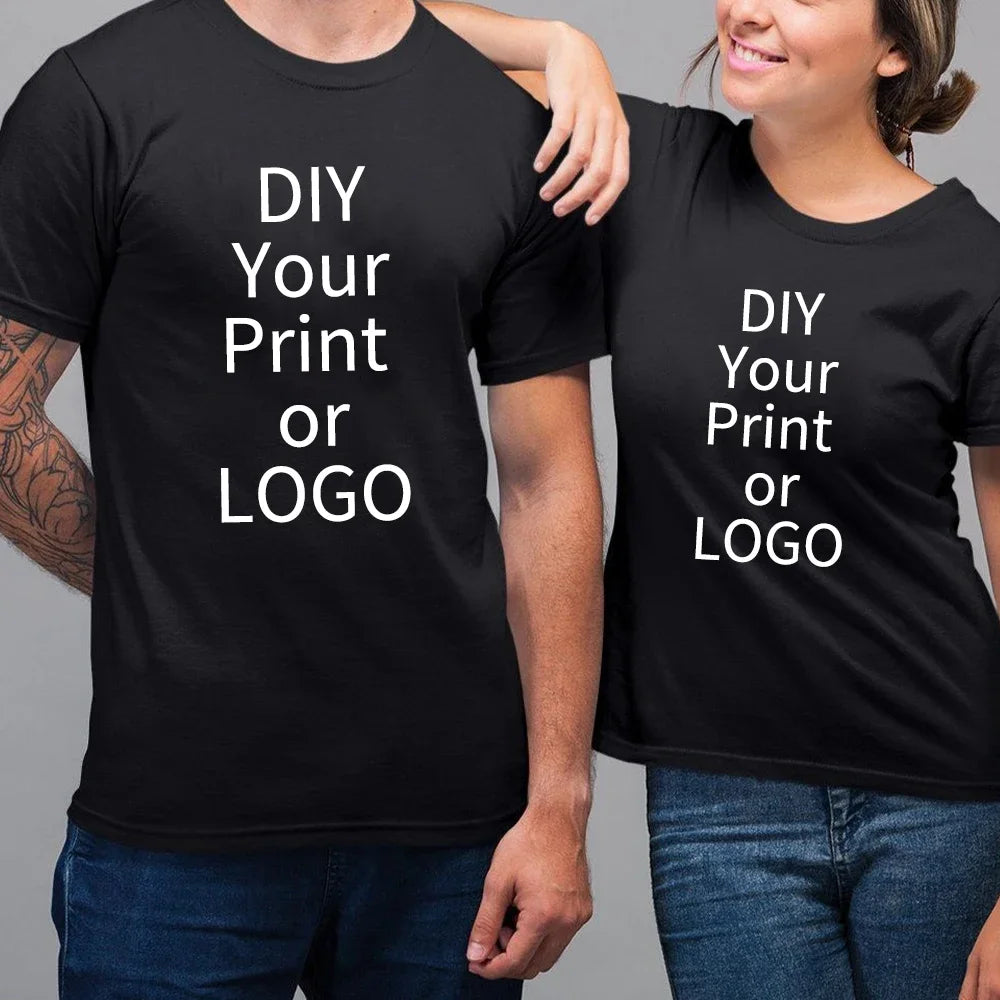 Custom T shirt Women Men Customised Printed 100% Cotton Short Sleeve Your Logo Photo Brand Text Tee Personalize Graphic Clothing
