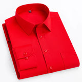 Men's Double Collar Office Shirt - Plus Size, Slim Fit, Solid Colors, long-sleeve business tops