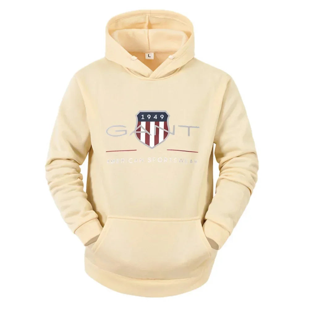 2025Solid Color Men's Hoodie Warm Men's Sweatshirt Fashion Street Casual Men's Loose Cool Sa 1949 Printed Pullover Brand Hoodie