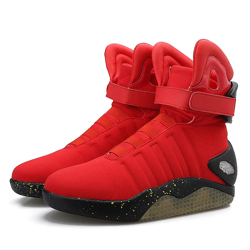 LED Light Up Basketball Shoes for Men: High Top Cosplay Sneakers - "Back to Future" Inspired