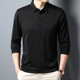 Men's Business Casual Polo Long Sleeve T-shirt Summer Comfortable Top 4