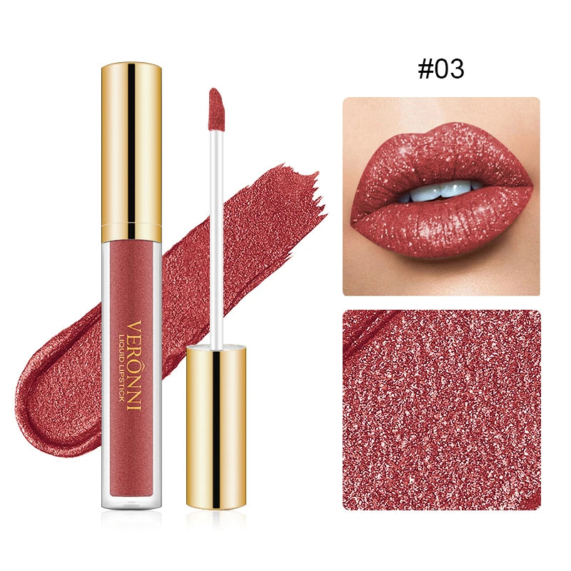 15-Color Radiant Glitter Liquid Lipstick