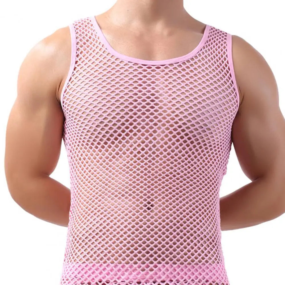 Fishnet-Men-Sexy-Mesh-Tank-Tops-Transparent-Sleep-Tops-Male-Underwear-Pure-Color-Vest-Sleeveless-Tops