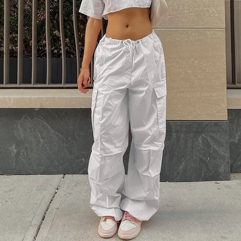 Y2K Clothing Oversized Plus Size Low Waist Parachute Loose Baggy Sweatpants Trousers Women Jogger Cargo Pants Streetwear Outfits 5