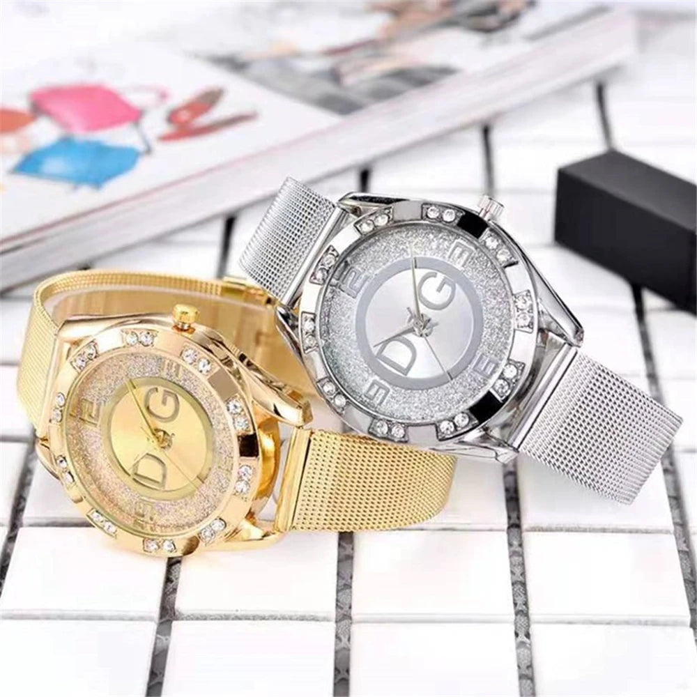 Luxury Brand Women's watches With Diamonds Simple Digital Design Ladies' Quartz Watch Casual Gold Mesh Belt Women Clock Strap 6
