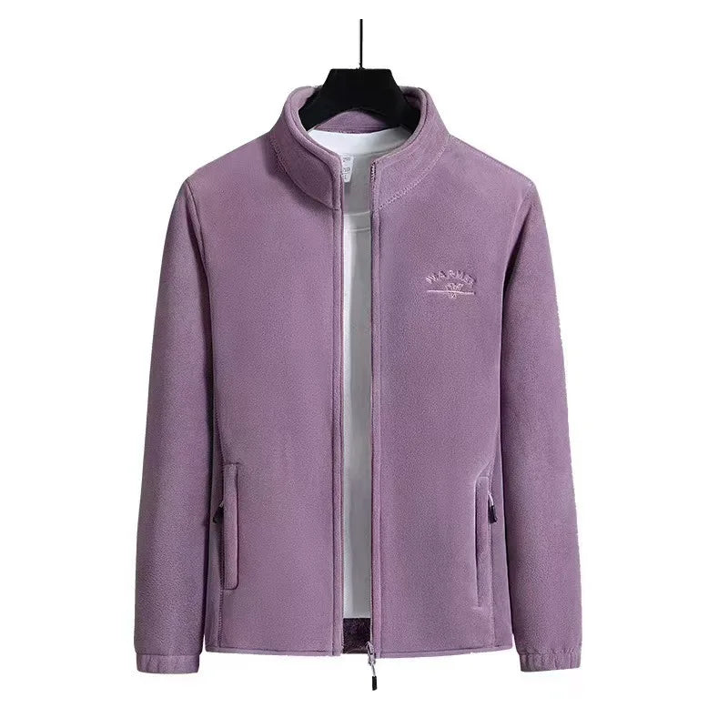 Women’s Winter Polar Fleece Letter Print Zip-Up Jacket