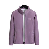 Women’s Winter Polar Fleece Letter Print Zip-Up Jacket