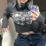 Women retro Eyes Print Tops Fairy Grunge Graphic Spring T Shirts Vintage Indie Aesthetic Clothes Cyber Y2k Slim Long Sleeve Top 3