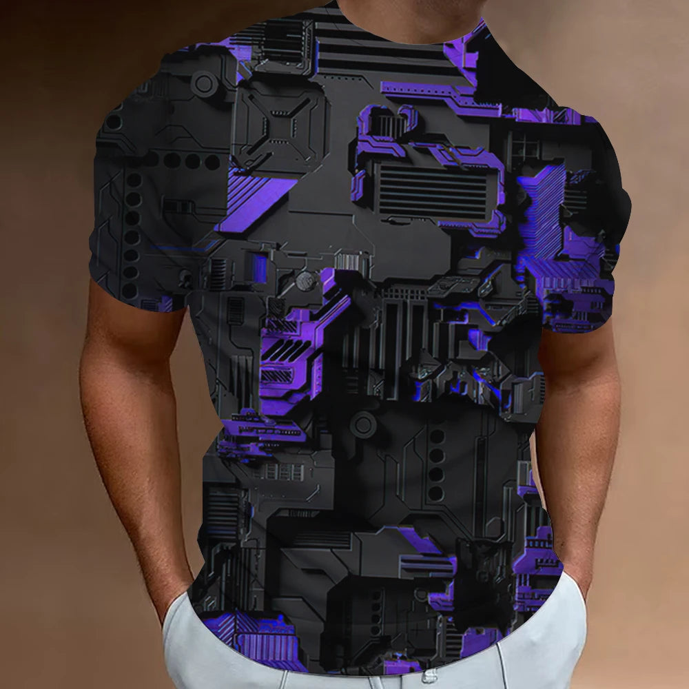 Fashion T-Shirts For Men 3d Line Printed Men'S Clothing Street Designer Short Sleeved Oversized Top Tees Daily Casual Sportswear 4