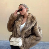 2025 Winter New Fashion Solid Color Fluffy Fur Coat Women High Street Luxury Big Fur Collar Faux Fox Fur Jacket Female Overcoats 2