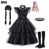 Girls' Gothic Black Mesh Fluffy Dress