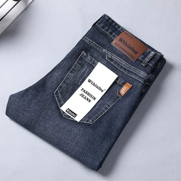 Classic Fit Blue Stretch Denim Jeans for Men | Spring & Autumn Business Style 5