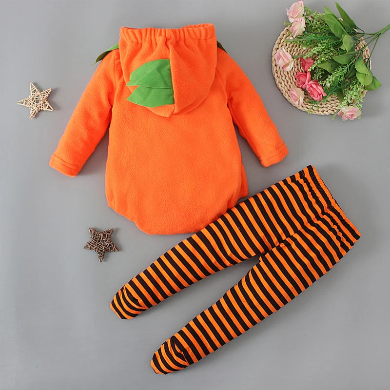 2025 Pumpkin Cosplay Jumpsuit Baby Girls Boys Halloween Clothes Sets New Baby Girl Set Carnival Party Costumes Halloween Gifts 4