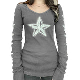 Y2K Grunge Skull Thermal Tee
