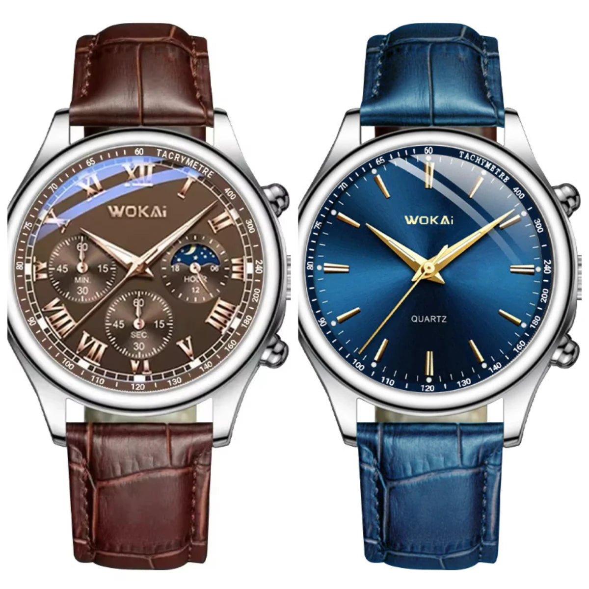 Men’s Luxury Quartz Watch - Casual Brown Leather Wristwatch