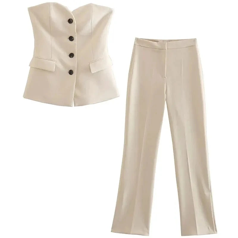 Women’s Elegant Strapless Two-Piece Set