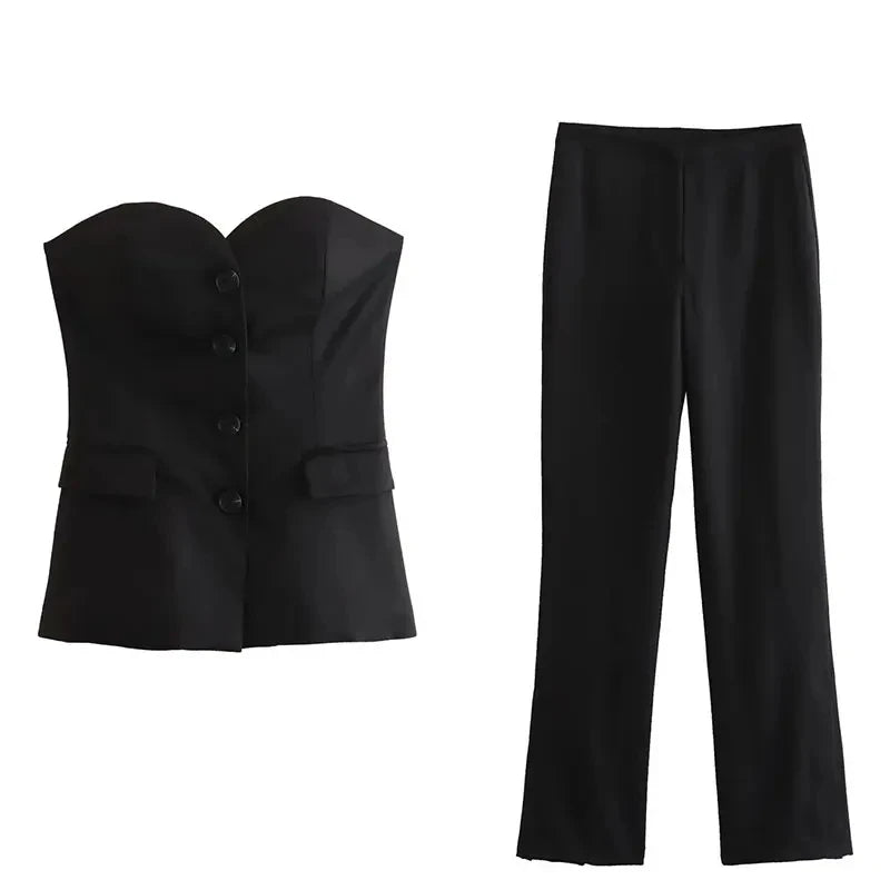 Women’s Elegant Strapless Two-Piece Set