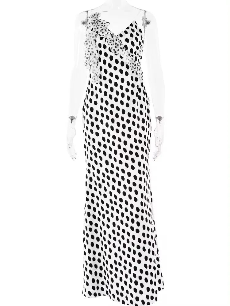 JULISSA MO Sexy Backless Print Dots Flower Women Maxi Dress Spaghetti Strap Evening Dress Autumn Skinny Elegant Party Clubwear 6