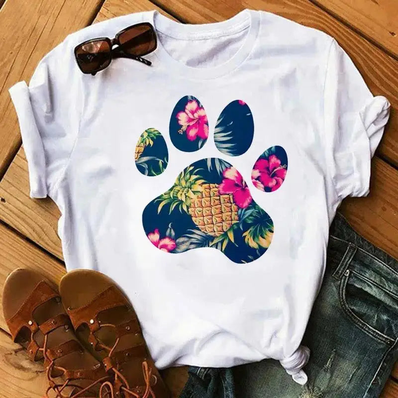 Unisex Colorful Heart & Paw Print T-Shirt