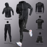 3-7Pcs Men's Ice Fiber Quick-Dry Running Fitness Full Set/Suit Tracksuit For Marathon, Training Cycling，Jogging,Gym， sweatpants