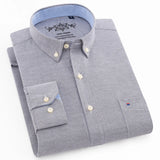 Men's Long Sleeve Oxford Work Shirt, Single Pocket, Embroidered Casual Button-Down