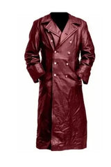 Men’s German Classic Officer Leather Trench Coat