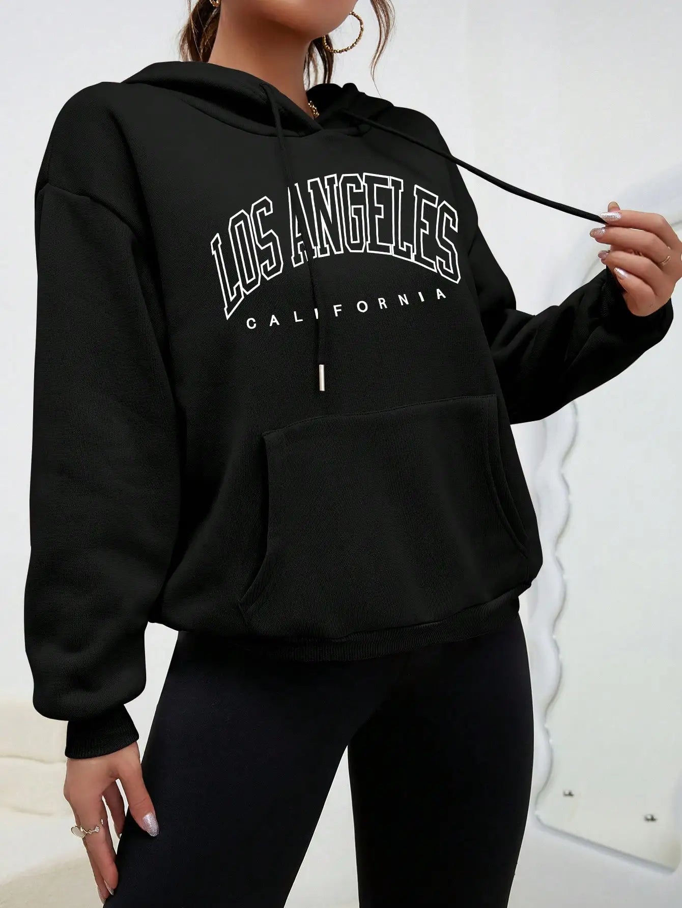 Los Angeles Art Letter Design Women Hoodies American Style Casual Hoody Autumn Hip Hop Female Hoodie Casual Fleece Clothing 3