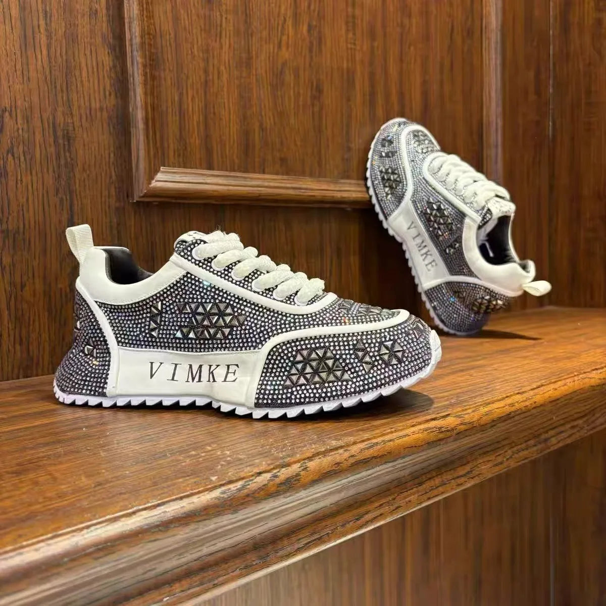 Chunky Sneakers Men Designer Bling Punk Board Shoes Fashion Casual Leather Mesh Breathable Increased Internal Platform Gym Shoes