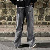 Men's Korean Style Wide Leg Jeans: Loose Fit Straight Denim, Black, Grey, Blue - Student Casual 3