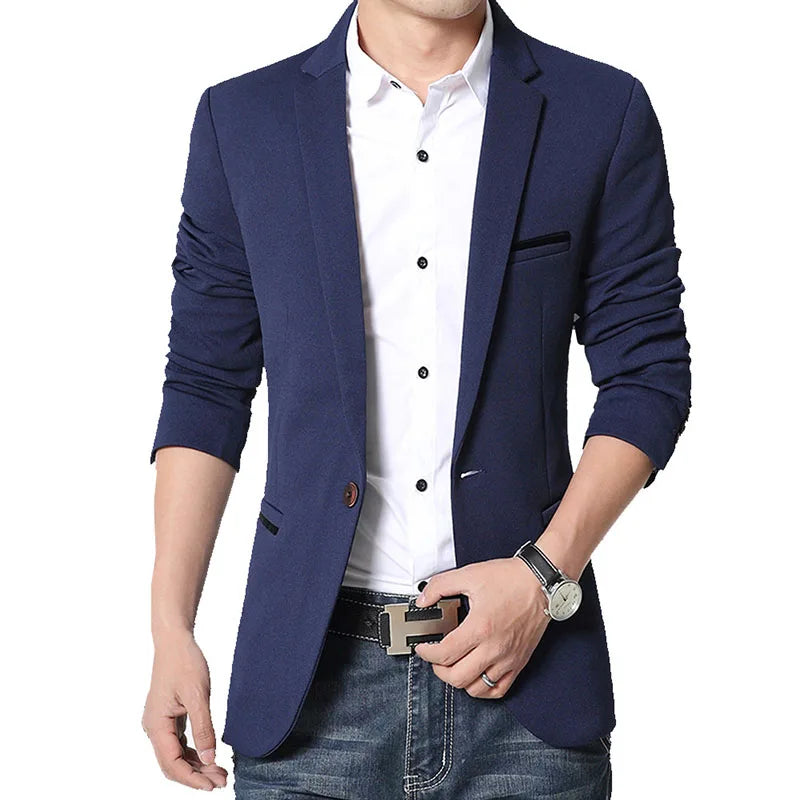 Men's Casual Blazer 2025 Autumn New Fashion Slim Business Suit Coat Gentleman 2
