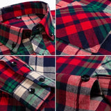 Autumn Thick Flannel Shirt Plaid Shirts Standard-Fit For Men Long Sleeve Pure Cotton Fashion Single Patch Pocket Design Young 2