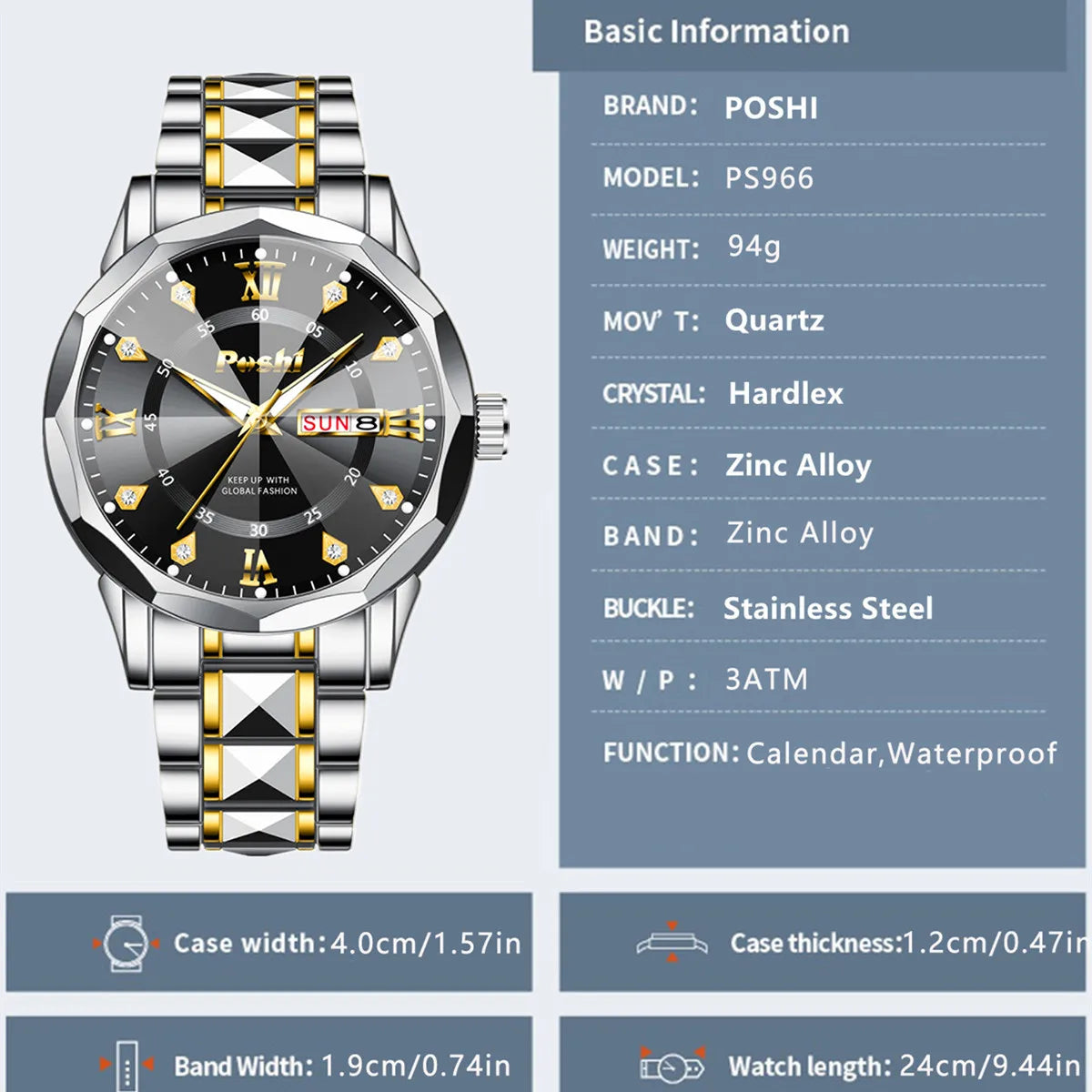 Men's Watch Date Week Fashion Watch Men Original Waterproof Non-mechanical Luminous Dual Calendar Quartz Wristwatch 6