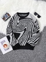 New-Popular-Autumn-and-Winter-Maze-Jacquard-Pattern-Pullover-Sweater-Casual-Round-Neck-Contrast-Color-Knitted