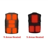 Men Autumn winter Smart heating Cotton Vest 9 area Heated V neck vest Women Outdoor Flexible Thermal Winter Warm Jacket M-7XL 4