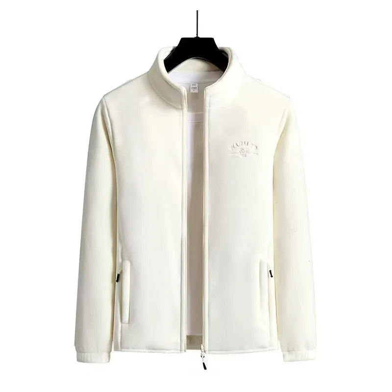 Women’s Winter Polar Fleece Letter Print Zip-Up Jacket