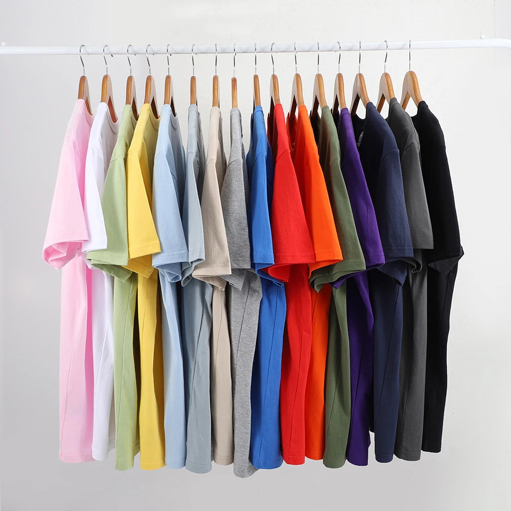100% Cotton Solid Tshirts Men Woman Short Sleeve Fashion Brand Trend Casual Soft Clothing Tees Customized Products Summer Tops 2