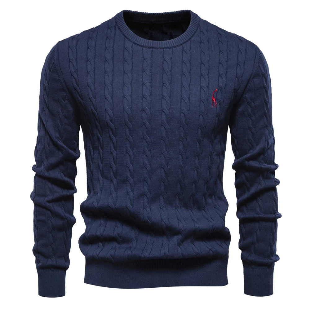 Men's Giraffe Embroidery Cotton Sweater
